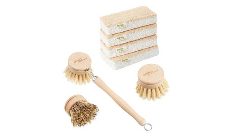 Cooks Professional Natural Scourer Sponges & Bamboo Washing Up Brush