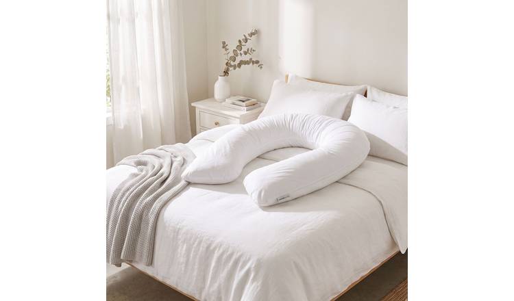 Homescapes Goose Feather and Down U Shaped Pregnancy Pillow