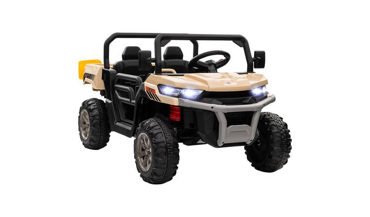 HOMCOM 12V 2 Seater Parental Remote Electric Bucket Kids Ride on Car – Yellow