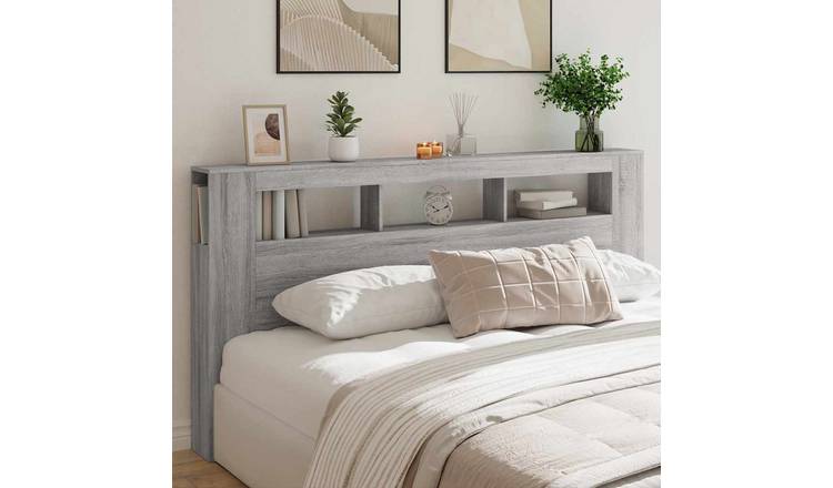 Walplus Engineered Wood LED Headboard - Grey and Oak - 200 x 18.5 x 103.5 cm