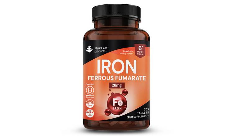 New Leaf Iron Ferrous Fumarate Fe 28mg - 365 Tablets