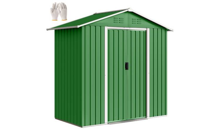 Outsunny Metal Garden Shed with Double Sliding Doors and 4 Vents - Green