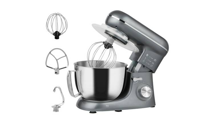 HOMCOM 4.5L 1300W Stand Mixer Food Mixer for Baking 6 Speeds Silver