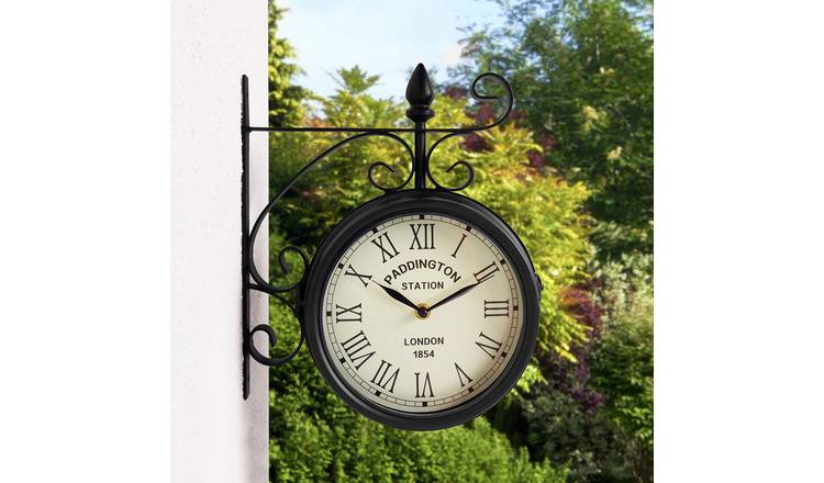 Charles Bentley Paddington Double Sided 27cm Wall Clock - Black