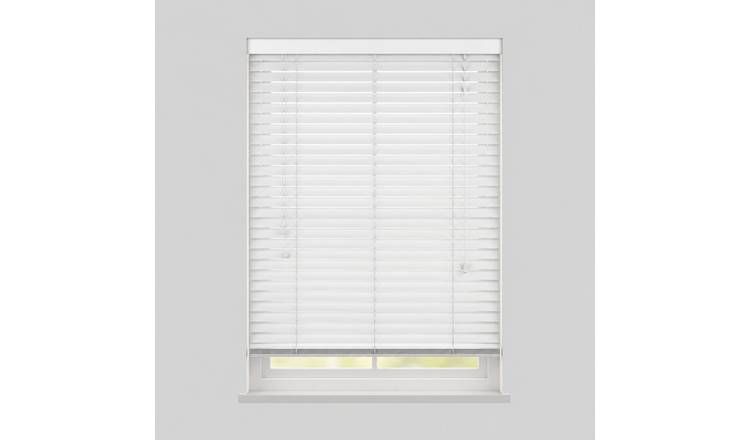 New Edge Blinds White Real Wood String Venetian Blind - 240cm x 120cm