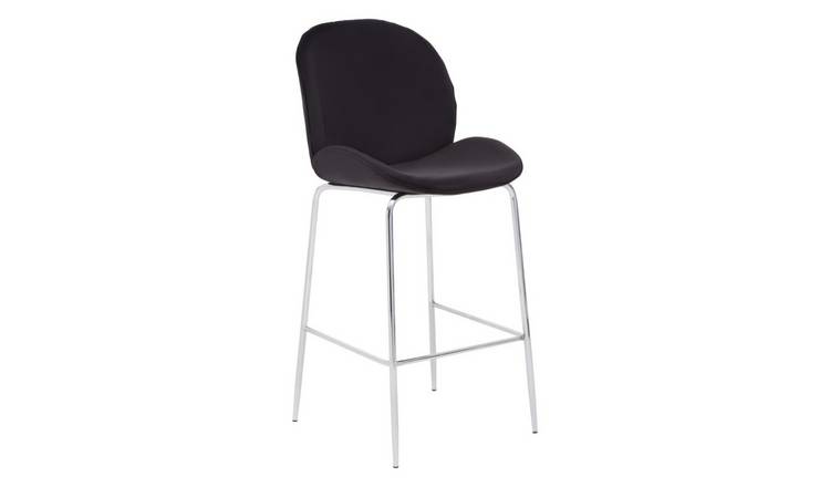 Orsina Tamzin Velvet Bar Chair – Black & Chrome