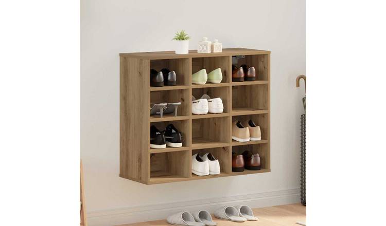 Walplus Engineered Wood Shoe Cabinet - Artisan Oak - 77.5 x 30 x 67 cm