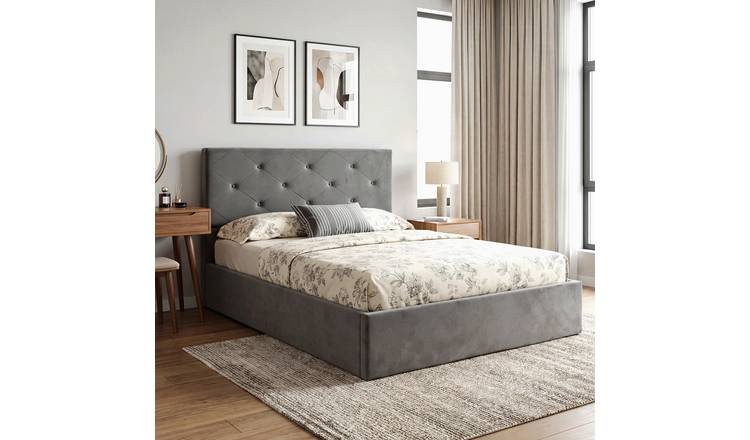 HOMCOM 5FT King Size Velvet Upholstered Platform Bed Frame - Dark Grey