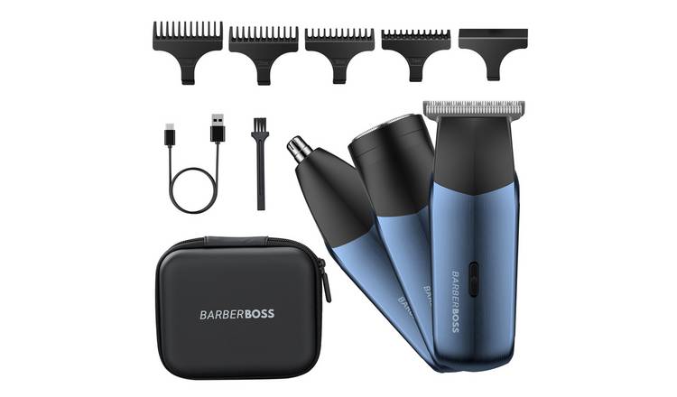 BarberBoss 3-in-1 Electric Men's Grooming Kit Compact Travel - Navy