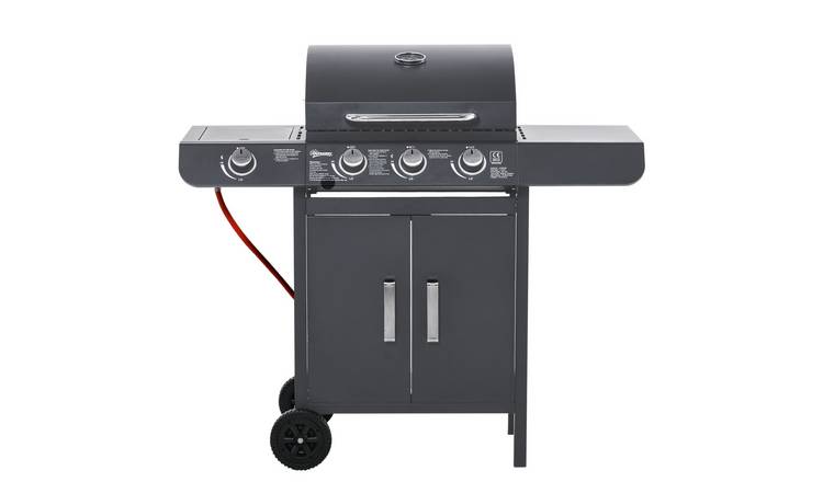 Outsunny Outdoor Gas BBQ Trolley with Warming Rack and Cabinet – Grey