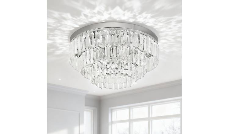 HOMCOM Crystallite Modern Chandelier Ceiling Light - Silver Tone