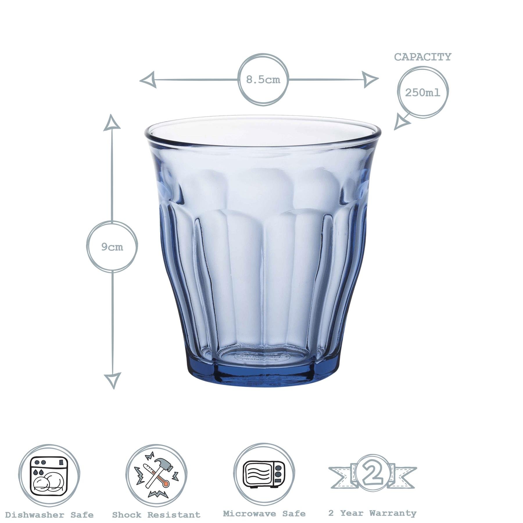 Duralex Picardie 250ml Drinking Glass Tumblers Pack of 12 - Blue - Image 3