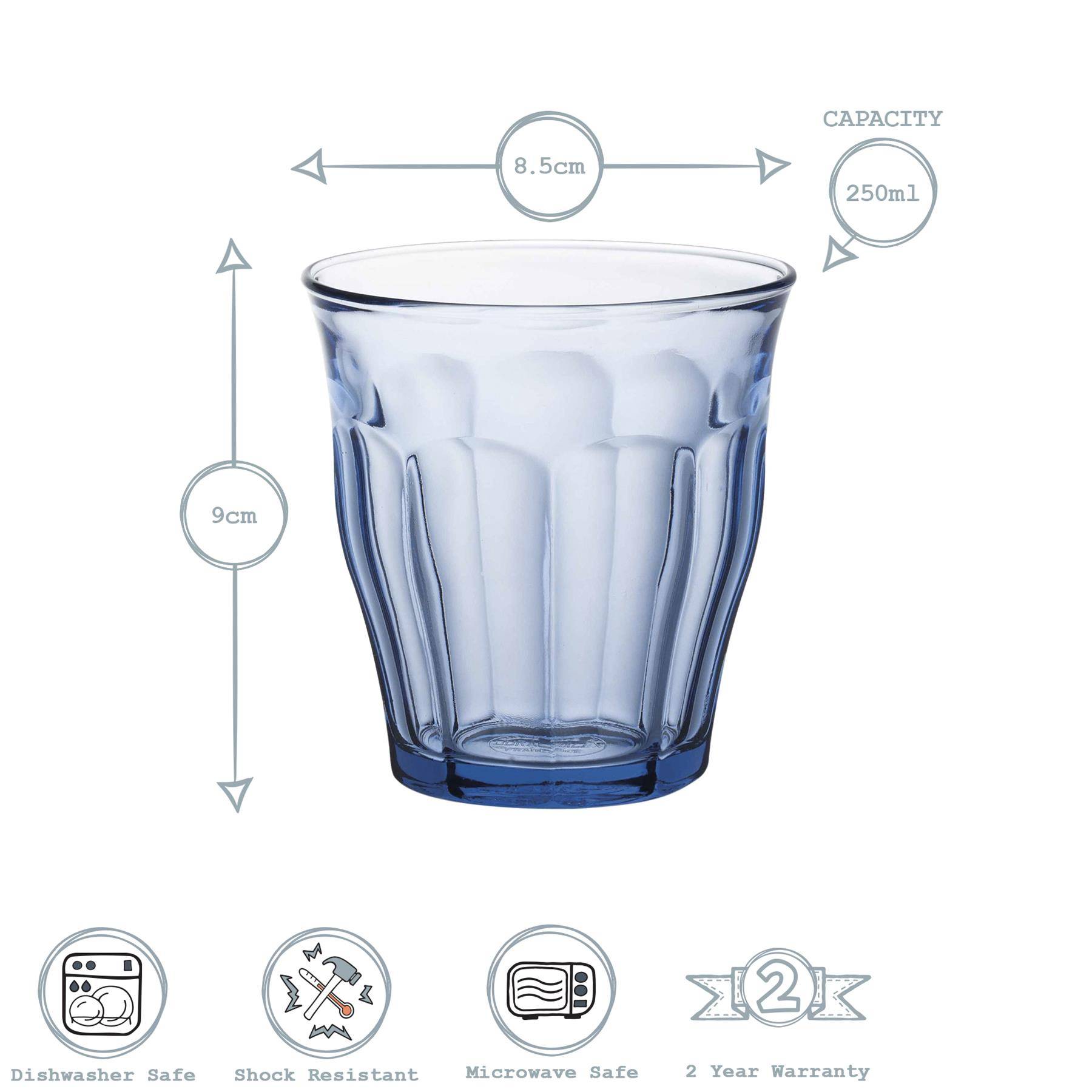 Duralex Picardie 250ml Drinking Glass Tumblers Pack of 12 - Blue - Image 3