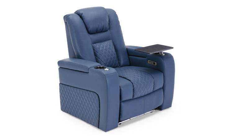 Furniture Online Broadway Cinema Electric Recliner Chair USB LED - Blue