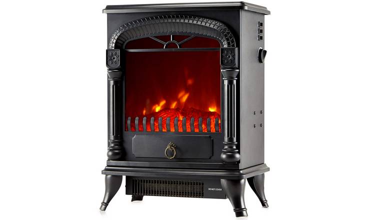 NETTA 1950W Fire Log Effect Electric Stove Heater - Black