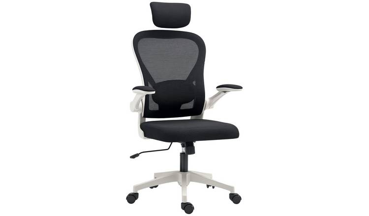 HOMCOM Mesh Adjustable Office Chair with Flip Up Armrest - Black