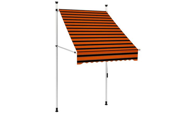Walplus Manual Polyester Retractable Awning - Orange and Brown - 100 x 120 cm