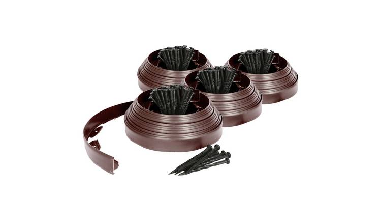 Harbour Housewares Flexible Plastic Lawn & Path Edging - 40m x 4cm - Brown