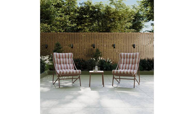Charles Bentley Porto Stripe 2 Seater Bistro Set - Terracotta