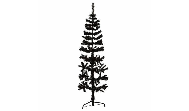 Walplus 176 Branch Tips Slim Half Artificial Christmas Tree - Black - 150 cm