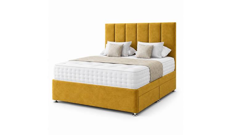 Comfy Deluxe 3ft Single  Panel      Suede  Divan Bed Set -  Mustard