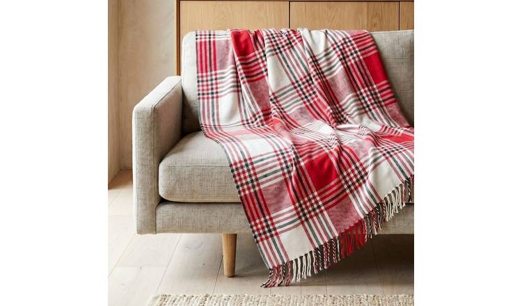 Homescapes Cotton Tartan Throw - 150 x 200 cm - Red