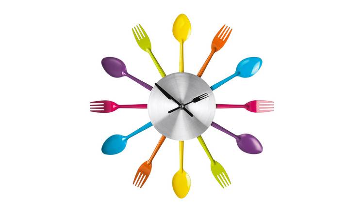 Orsina Romero 37cm Cutlery Wall Clock - Multicoloured