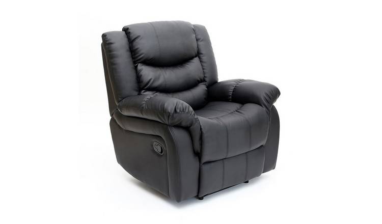 Furniture Online Seattle Manual Recliner Armchair Bonded Leather Chair - Black