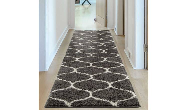The Rugs Dark Grey Moroccan Trellis Runner Rug - 80 x 300cm