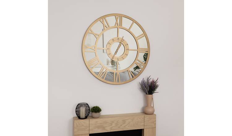 Charles Bentley Coniston 80cm Mirrored Skeleton Wall Clock - Gold