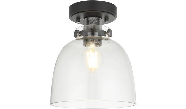 Loops Direct Glass and Semi Flush Ceiling Light - Smokey Grey Tinted Glass