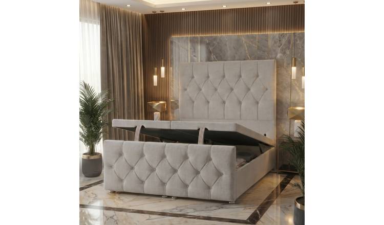Somnior Chester Linen Small Single Ottoman Divan Bed & Footboard - Light Grey