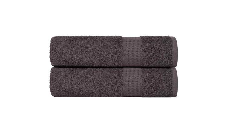 Walplus Pack of 2 Hand Towels - Anthracite - 50 x 100 cm