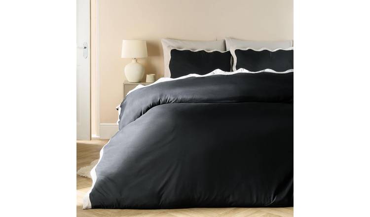 OHS Wavy Edge Duvet Cover Set Black/Stone - King