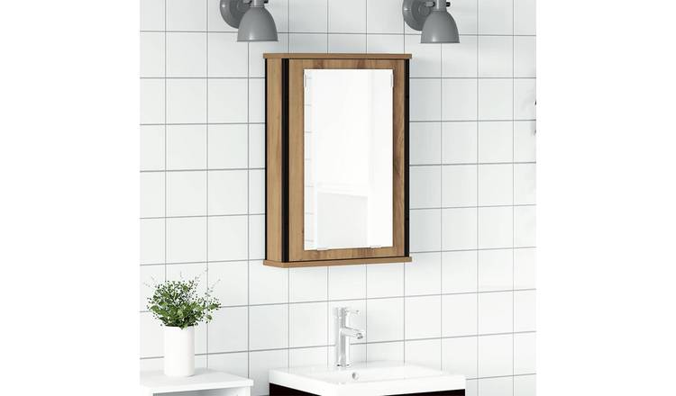 Walplus Engineered Wood Bathroom Mirror Cabinet - Artisan Oak - 42 x 12 x 60 cm