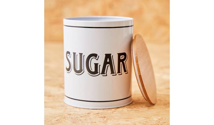 Orsina Grocer Metal Sugar Canister – White