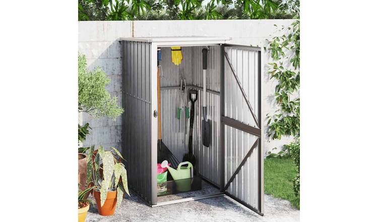Walplus Galvanised Steel Garden Tool Shed - Grey - 161 cm