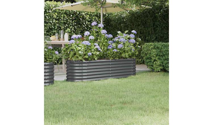 Walplus Galvanised Steel Raised Garden Bed - Anthracite - 152 x 40 x 36 cm