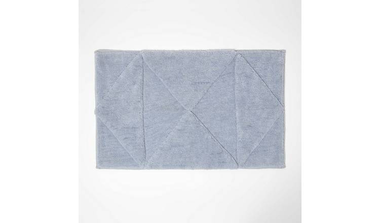 Homescapes Cotton Tufted Geometric Bath Mat - Blue