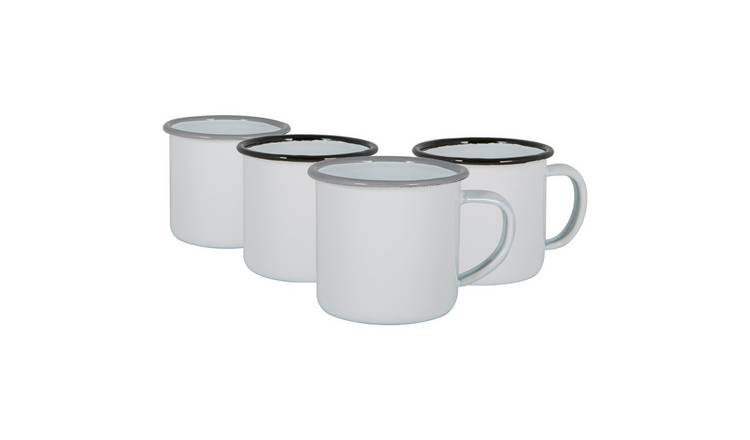 Argon Tableware White Enamel Espresso Cups - 130ml - Black/Grey