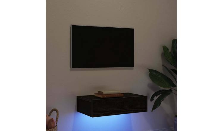 Walplus LED Engineered Wood TV Cabinet - Black Oak - 60 x 35 x 15.5 cm