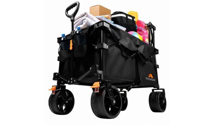 Voyager 200L Heavy Duty Folding Camping Wagon - Black