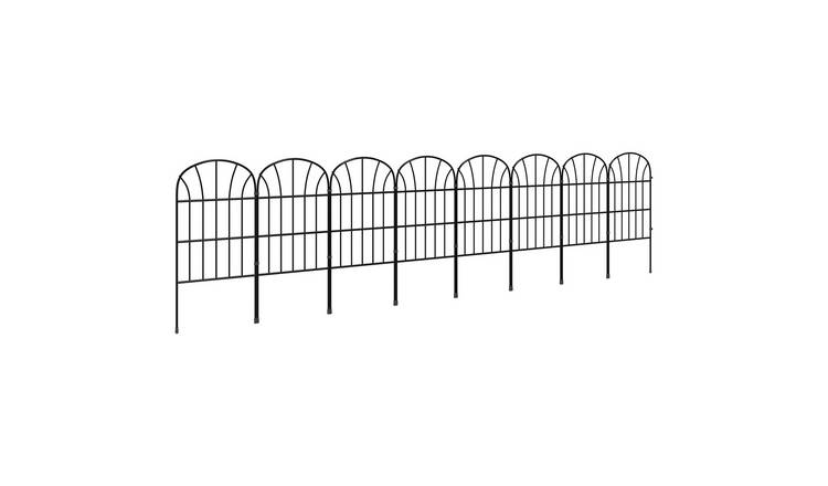 Outsunny 8PCS Metal Decoration Garden Fence - Black