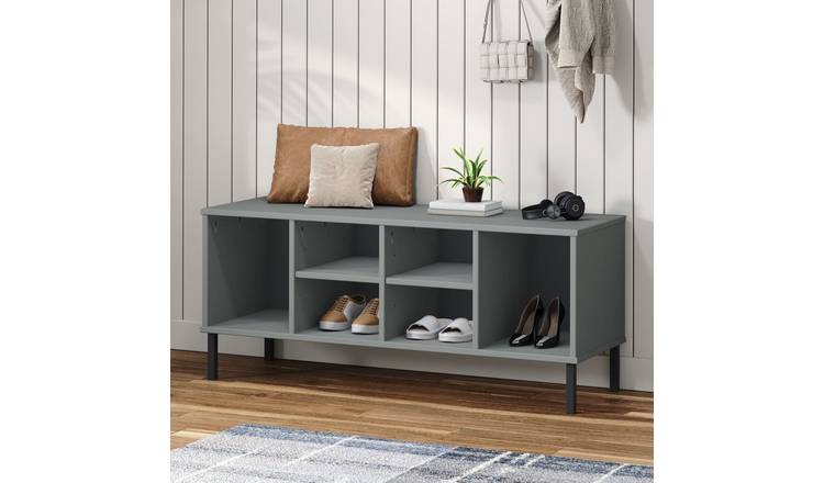 Walplus Solid Wood Shoe Rack - Grey - 106 x 35 x 45 cm