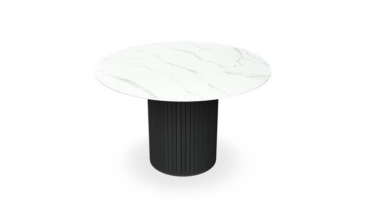 Furniture Online Arlo Black Legs Dining Table - White Marble