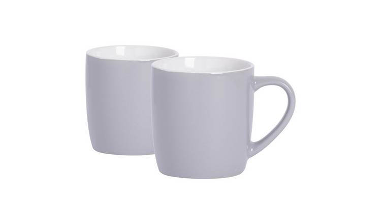 Argon Tableware Coloured Coffee Mugs - 350ml - Grey - Pack of 2