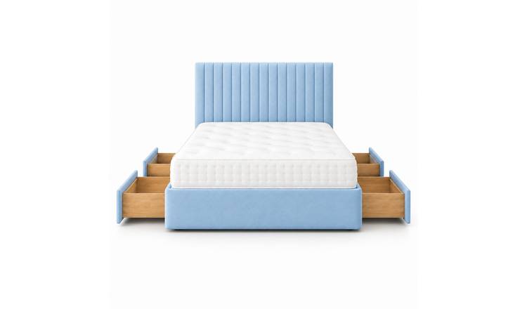 Comfy Deluxe 4ft6 Double   4 Drawer  Suede  Divan Bed Set -  Sky Blue
