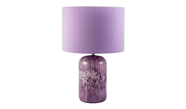Happy Homewares Lavender Lilac Marble Drip Snowflake Glass Table Lamp - 30cm