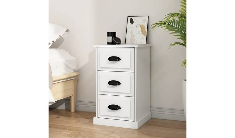 Walplus Engineered Wood Bedside Cabinet - White - 39 x 39 x 67 cm