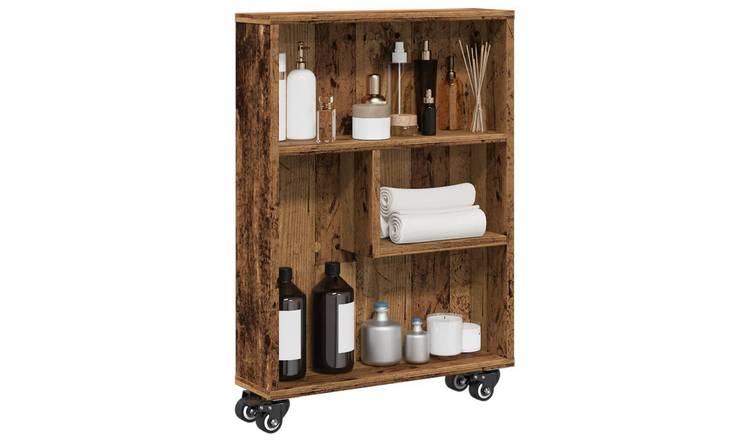 Walplus Engineered Wood Narrow Storage Cabinet - Dark Wood - 48 x 13 x 68 cm